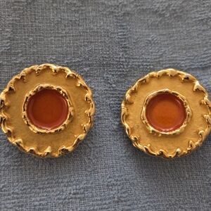 DKNY Gold Tone Vintage Clip Earrings